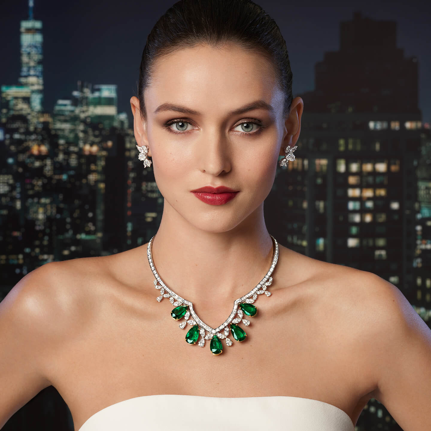 Boucles d'oreilles diamants et saphirs Harry Winston